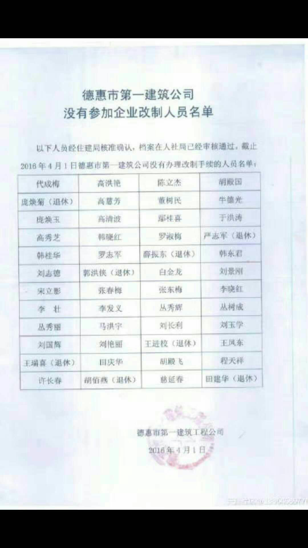 吉林省德惠市第一建筑工程公司基層職工求助信！！  第1張