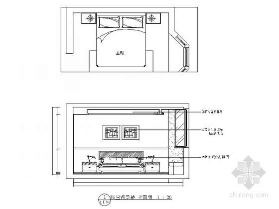 臥室立面圖,臥室立面圖手繪圖片  第1張