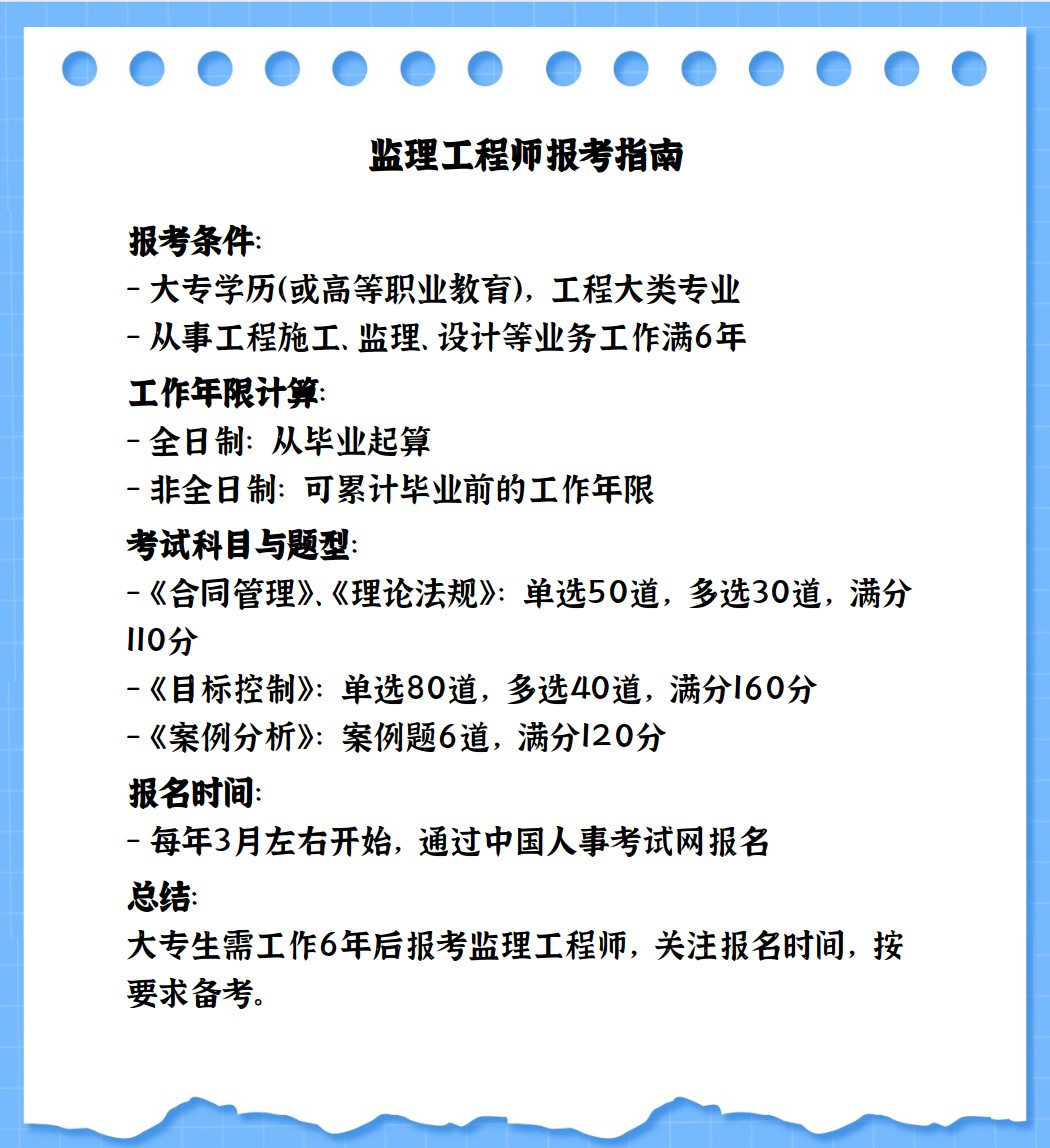 監理工程師工作年限全國注冊監理工程師報名時間  第1張